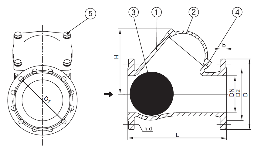 ZZK -K -Ammer -Ventil für DN50 Abwasser - DN300 PN10/16 Flansch