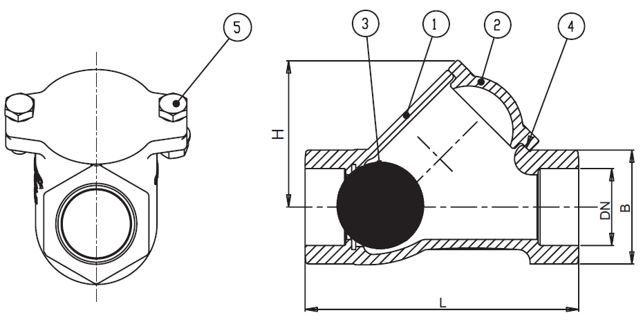 ZZK-G-Kugelventil für Abwasser DN25-DN80 (G1 "-G3") PN16 Gewinde
