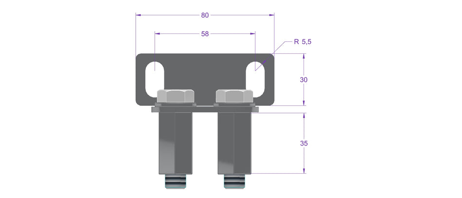 GZ50W Guide Bracket (Ø26.9x2 Guides, Abstand 34 mm)
