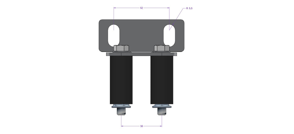 Führungsunterstützung WP_CAL50 für CALPEDA-Pumpen (Führungen Ø26,9x2, Abstand 38 mm)