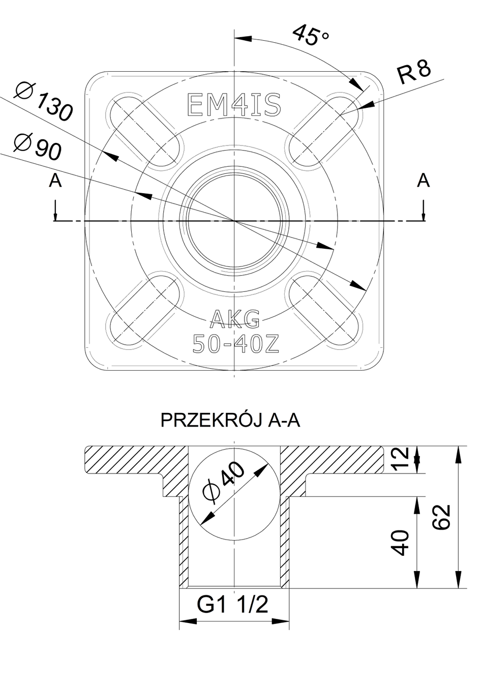 AKG 50-40Z Flanschflexibler Adapter DN50 x 1½ "GZ für Abwasserpumpen