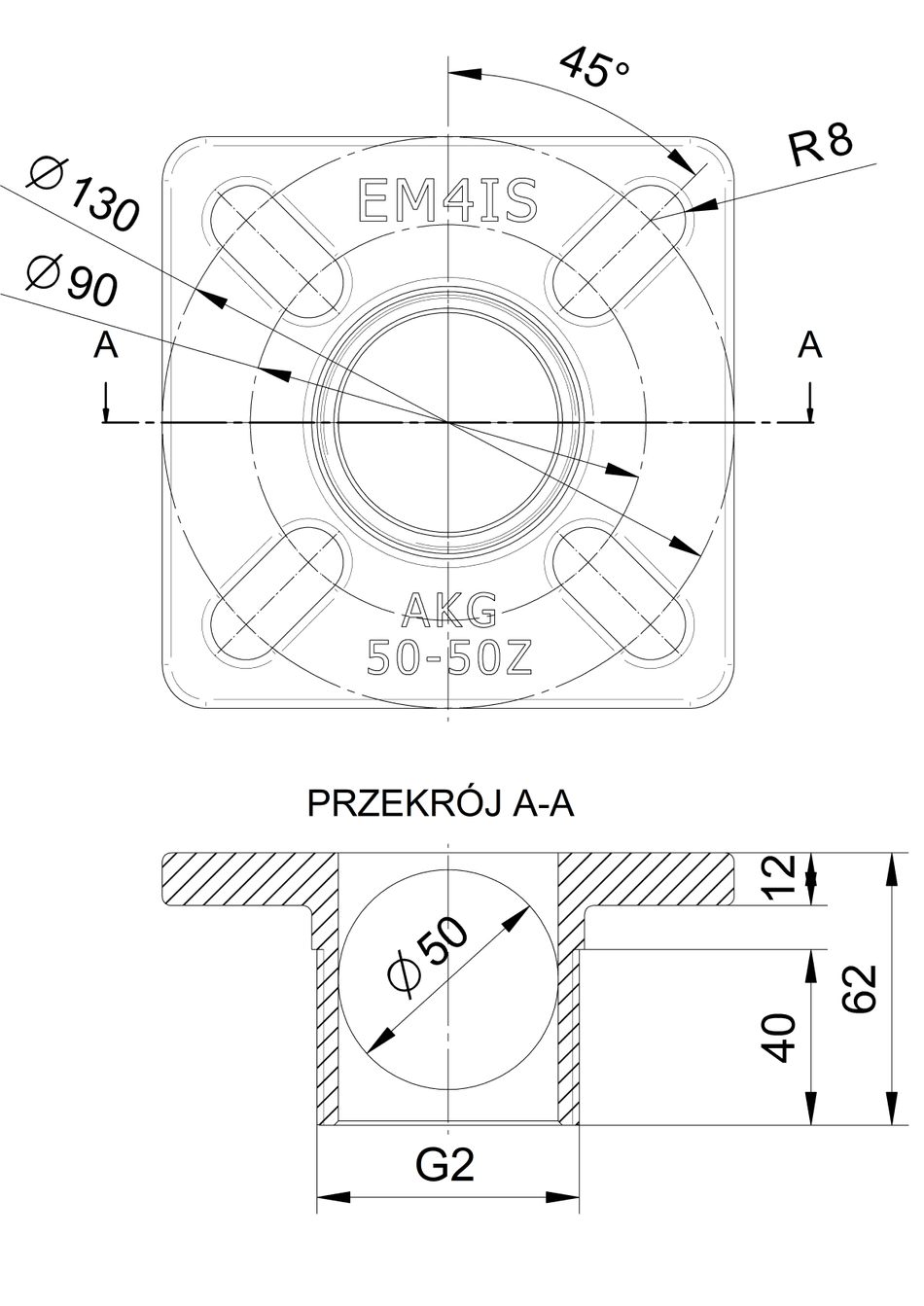 AKG 50-50Z-Adapterkragen für Gewinde DN50 x 2 "GZ für Abwasserpumpen