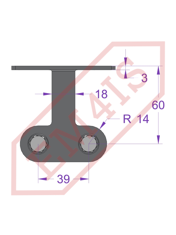 Führungsunterstützung WP_EBR50 für EBARA RECHTS (Führungen Ø26,9x2, Abstand 39 mm)